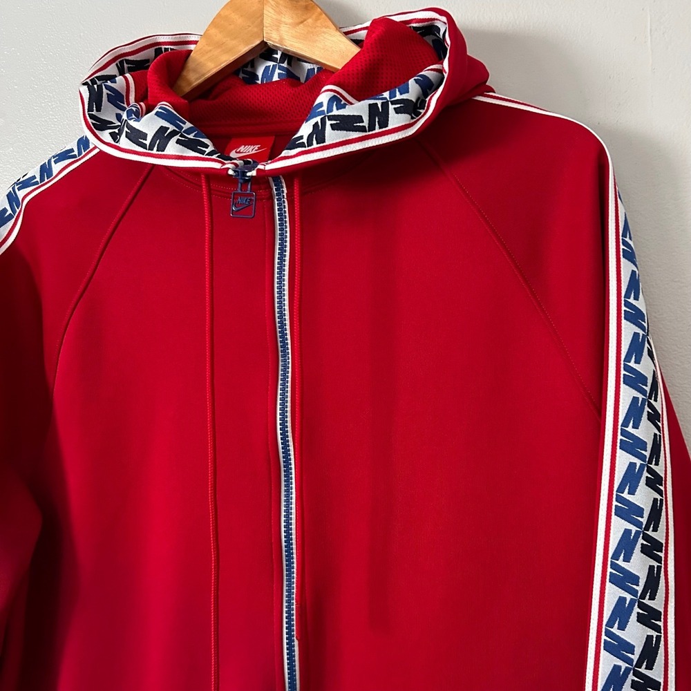 Nike Sweatshirt Mens‎ L Red Blue Logo Taping Hoodie 1/2 Zip Pullover Vintage Y2K